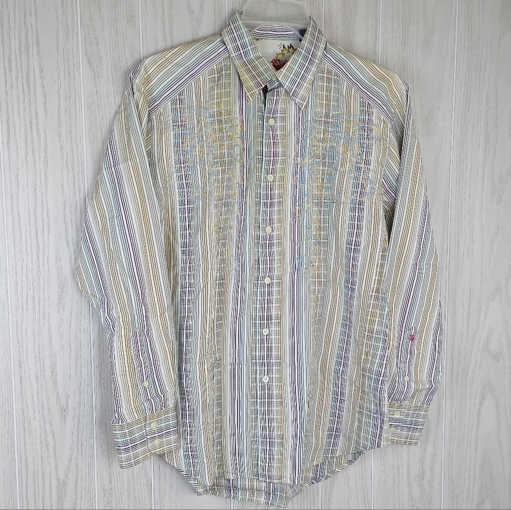 Robert Graham Button Down Medium Stripped With Ac… - image 1